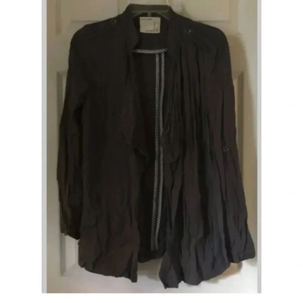 Woman LIFE IN PROGRESS FOREVER 21 Gray Open L/s Cardigan Sweater Sz Small EUC